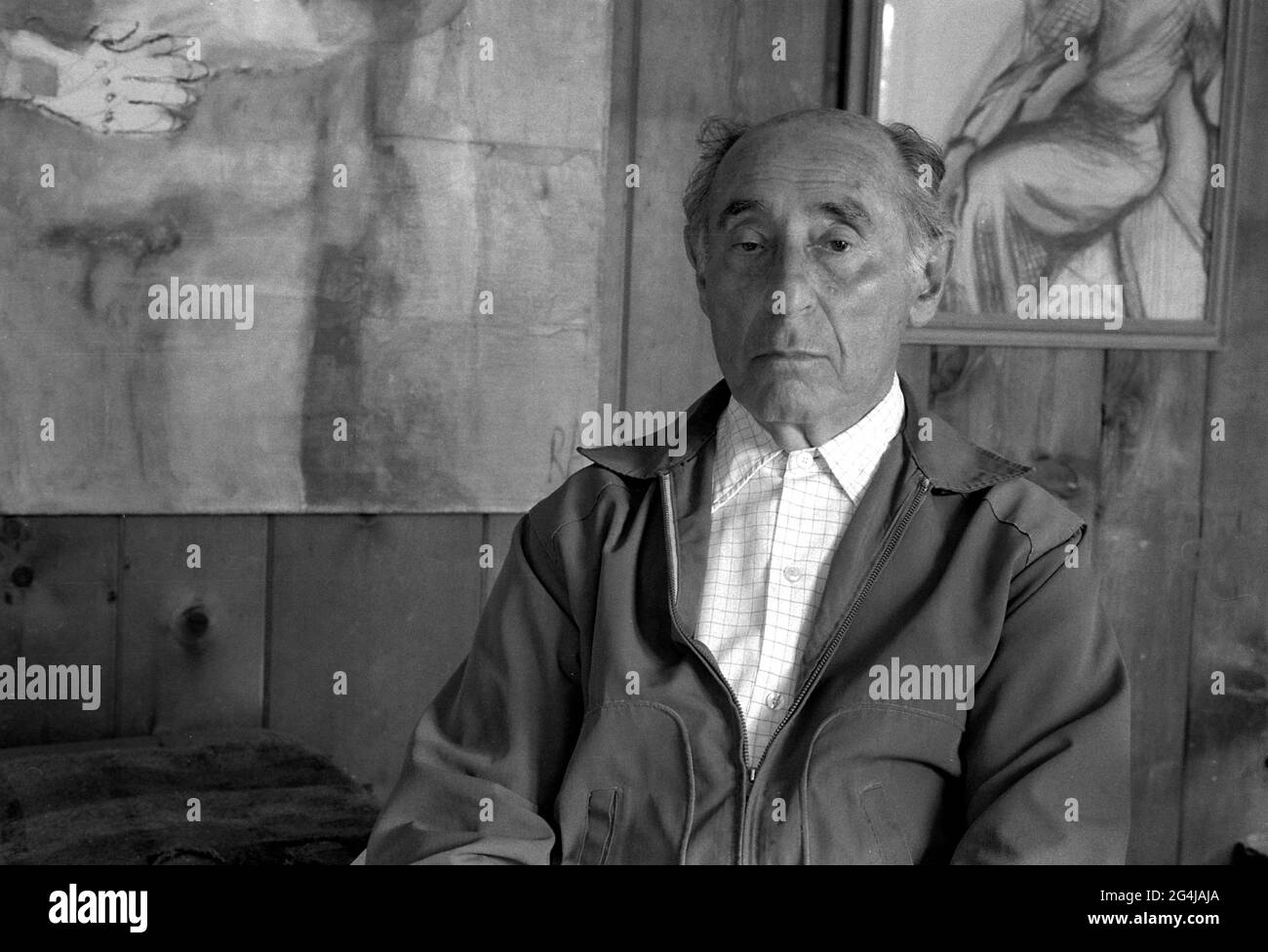 Porträt des Fotografen Alfred Eisenstaedt während des Sommers auf Martha`s Vineyard Stockfoto